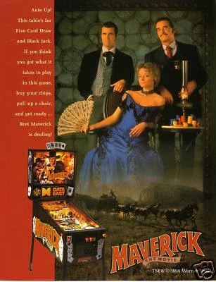 1994 DATA EAST MAVERICK THE MOVIE PINBALL FLYER - Image 1 of 2