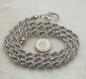 24" Shiny Twisted Rope Chain Necklace Lobster Clasp Anti-Tarnish Real 925 Silver - Picture 1 of 4