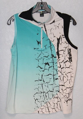 Top elástico de golf JAMIE SADOCK 1/4 cremallera para mujer MEDIANO sin mangas azul blanco múltiple Foto 1 de 4