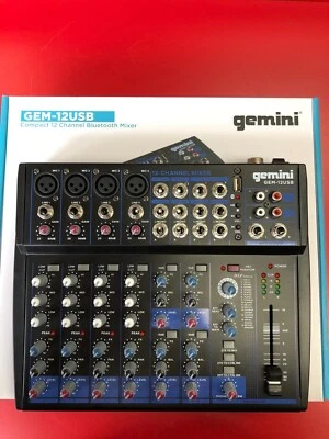 Gemini GEM-12USB 12CHANNEL BLUETOOTH Podcasting Live Sound MIXER,w/ USB playback - Image 1 of 4
