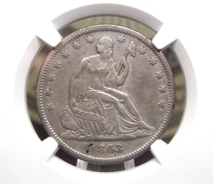 1863 "S" Seated Liberty SILVER Half Dollar 50c NGC AU Details #003 About Unc - Picture 1 of 5