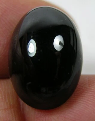 Piedra preciosa cabujón ovalado de ónix negro 100 % natural India 23,00 quilates 4,60 g 18,00 mm Foto 1 de 4