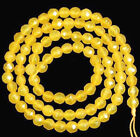 Natural 4mm Yellow Faceted Jade Gemstone Round Loose Beads Strand 15'' Aaa