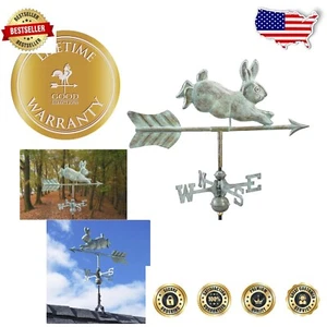 Charming Blue Verde Copper Rabbit Weathervane - Perfect Gift for Nature Lovers - Picture 1 of 7