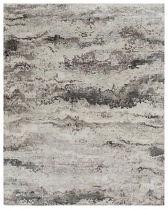 8x10 Modern Distressed Area Rug, 100% Bamboo Silk Area Rug, High-Low Pile Rug - Picture 1 of 11