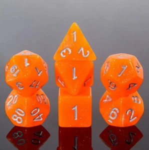 NEW RPG / D&D Dice Set of 7 - Glisten Juicy Tangerine - Picture 1 of 1