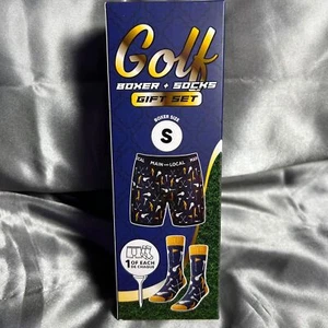 Local & Main Para Hombre Talla S Golf Novedad Boxer y Calcetines Conjunto de Regalo Azul Marino Dorado Verano - Imagen 1 de 7