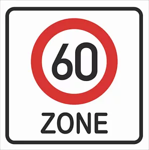 wetterfestes Verkehrsschild "Zone 60" Geburtstagsschild, Verkehrszeichen 40x40cm - Bild 1 von 1