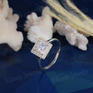 5MM Princess Cut Moissanite Ring 925 Sterling Silver Ring Statement Ring - Picture 1 of 4
