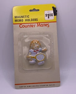 Vintage 1986 Counter Mates Magnetic Kitchen Memo Holder Tennis Player NOS - Picture 1 of 3