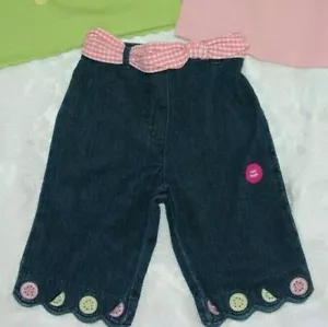 Gymboree LIMÓN FRESCO Pantalones de mezclilla Capri/Crop festoneado dobladillo embrionario fruta NUEVOS CON ETIQUETAS 2T 3T - Imagen 1 de 2