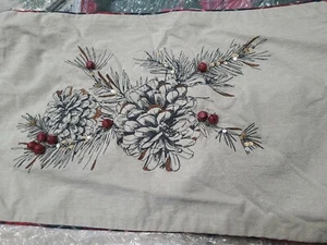 Pottery Barn Tarake pinecone pillow Cover 16x26" Embroidered - Picture 1 of 2