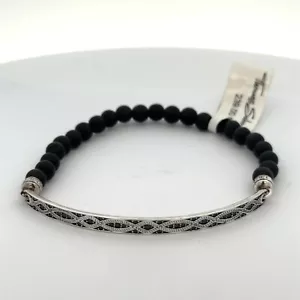 Thomas Sabo Love Bridge Black Beaded Bracelet LBA0013-705-11 Size 17.5 NWOT - Foto 1 di 1