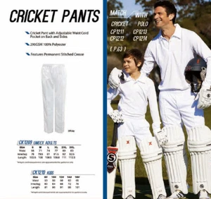 Kids Cricket Pants Adjustable Waist Cord Size 8 Size 10 Size 12 Size 14 Size 16 - Bild 1 von 2