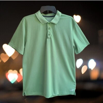 BCG Men's Size L Green Short Sleeve Polyester Polo Shirt - Image 1 of 4