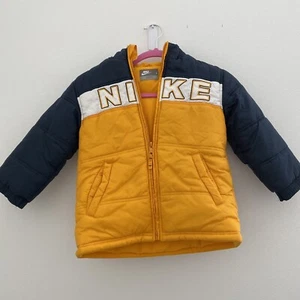 Kids Nike Winter Jacket Navy Blue And Yellow Fleece Lined Size 6 - Picture 1 of 10