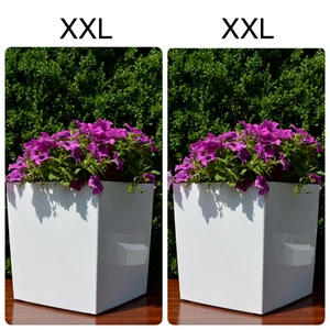 Blumenkübel Eckig Hochglanz Pflanzkübel Blumentopf Einsatz SET 2 Weiß (H:41cm) - Bild 1 von 6