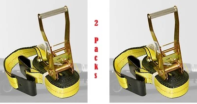 2PK 2 in x 30 ft Ratchet Tie Down Straps 10000LBS Break Strength Flat-Hook - Image 1 of 4