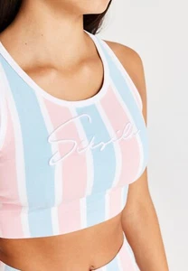 SikSilk Girls Pink / Blue Signature Stripe Bralette 15 Years - Picture 1 of 5