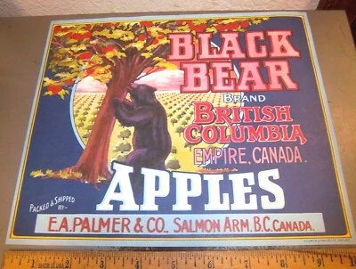 reproduction crate Label, Black Bear Apple Crate Label, Salmon Arm, BC Canada - Image 1 of 3