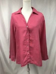 Talbots Womens Size 14 Pink Pure Irish Linen Button Up Blouse - Picture 1 of 11