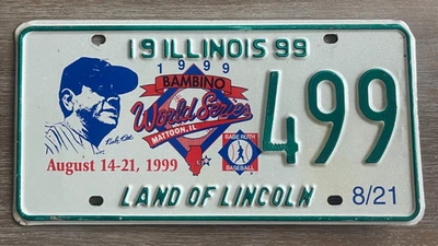 1999 Illinois Event License Plate Bambino World Series Baseball Babe Ruth - Image 1 of 3