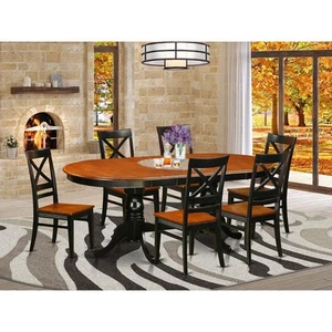 7 PC Dining set-Dining Table with 6 Wood Dining Chairs - Picture 1 of 4