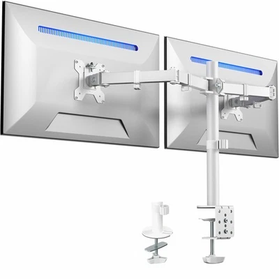 VIVO White Dual Monitor Desk Mount Adjustable Stand, Fits Screens up to 32"
