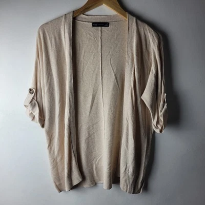 M&S Women Size XS Beige Natural Linen Blend Open Cardigan Top Casual Smart - Image 1 of 4