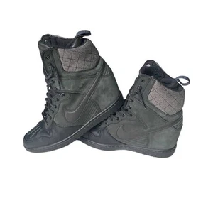 2013 Nike Dunk Sky High Womens US 8.5, UK 6 Black Gray Suede Wedge Sneaker Boot - Picture 1 of 12