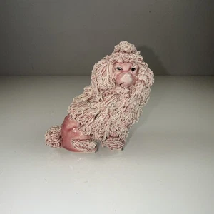 Statuina cane barboncino spaghetti rosa vintage - Foto 1 di 12