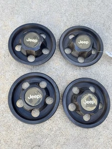 Jeep Wrangler YJ Wheel Center Caps 15” Hub Set Of 4 OEM *Black - Picture 1 of 4