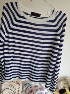 Zara Pullover Feinstrick Gestreift Blau Weiß 36 S Neu - Bild 1 von 3