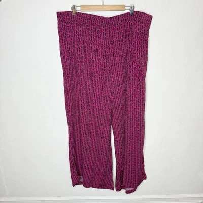 Pantalones Torrid Pull On Pierna Ancha Rosa Negro Chevron Bolsillos Mujer’s 3X Cortos Foto 1 de 4