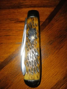 VINTAGE ELECTRIC CUT CO WALDEN N.Y. SWELL END JACK POCKET KNIFE BONE C.1910-1920 - Picture 1 of 10