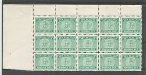 NEW ZEALAND SG D41 THE 1939-48 POSTAGE DUE HALFPENNY  MNH BLOCK OF 15 CAT £75+ - Picture 1 of 2