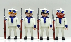 Sailor White Blue Playmobil to Navy Ship Boat Harbor Scarf Sea Soldier RARE - Picture 1 of 21