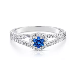 925 Massives Sterlingsilber Geburtsstein CZ Zirkonia Heiligenschein Verlobungsring - Bild 1 von 17