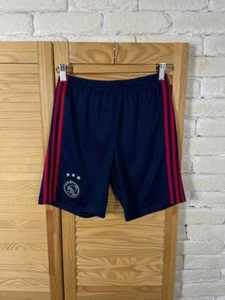 AJAX AWAY FOOTBALL SOCCER SHORTS 2017 - 2018 BLUE ADIDAS YOUNG sz L 13-14YRS - Picture 1 of 7