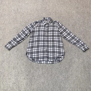 American Eagle Plaided Flannel Button Up Black / White Women Size Medium - Picture 1 of 8