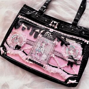 Lolita Shoulder Bags For Women Large Capacity Kawaii Ita Totes Clear Girls Bag