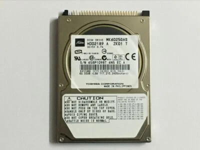 Toshiba MK6025GAS  HDD2189 60GB, 4200RPM, 2.5" IDE Internal Laptop Hard Drive  - Image 1 of 4
