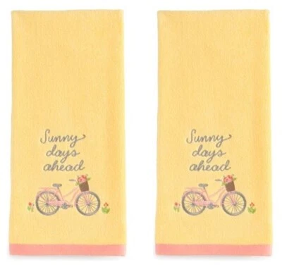 Spring Easter Celebration Embroidery Cotton Bath Hand Towels Set of 2 - Image 1 of 4