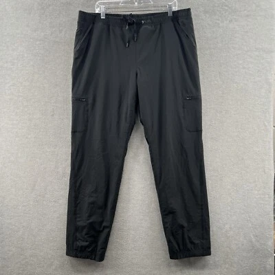 eddie bauer womens size 16 black flannel lined jogger pants drawstring spandex - Image 1 of 4