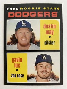Topps Heritage Dustin May/Gavin Lux RC 2020 Los Angeles Dodgers #188 - Imagen 1 de 2