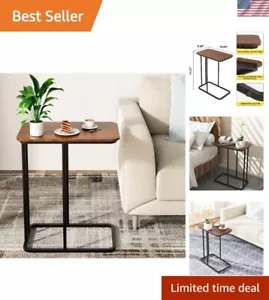 C Shaped Side Table, Small End Table MDF Black Walnut Coffee Table, Modern Si... - Picture 1 of 9