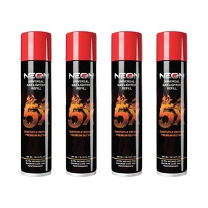 Neon Butane Fuel 5X Butane Refill 300ml Butane Gas for Lighters Torch 4 cans - Picture 1 of 1