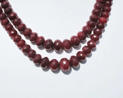 Genuine Ruby Faceted Rondels, Graduated 7-12mm, 17" String - Image 1 of 4