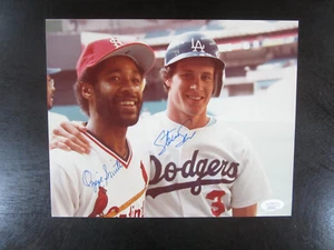Ozzie Smith Steve Sax Autograph Signed 8 X 10 Photo JSA Los Angeles Dodgers - Picture 1 of 1