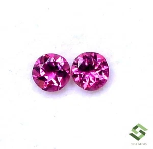 Natural Pink Tourmaline Round Cut Pair 4 mm 0.62 Cts Faceted Loose Gemstone - Picture 1 of 8